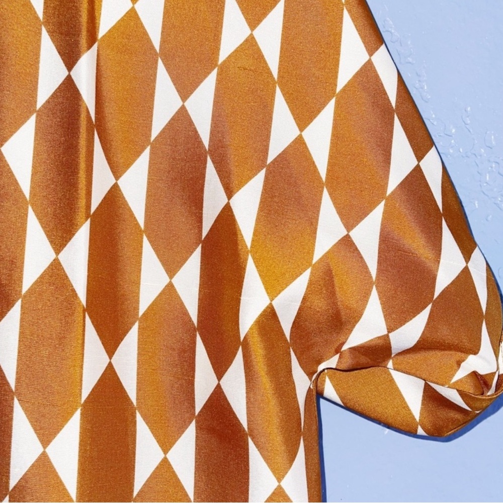 Tory Burch Haley Diamond Print Short Sleeve Silk Coat Size 8 - Picture 5 of 12